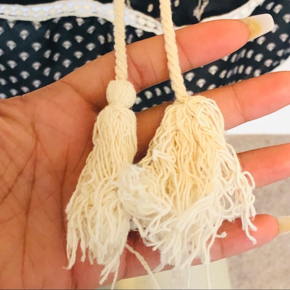 Sami & Jo Black & Cream Boho Peasant Blouse Top - Picture 5 of 8